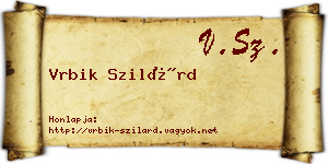 Vrbik Szilárd névjegykártya